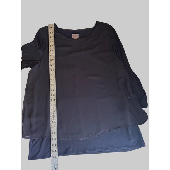 Chico’s Easywear Black 2 Layer Top With 3/4 Sleeves, Size 1(Medium) - Picture 7 of 7